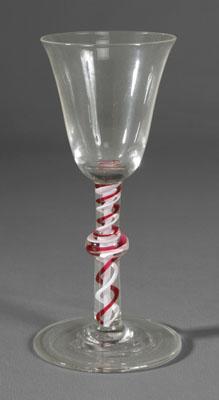 Appraisal: Red and cotton twist wine glass tapered single-knop stem with