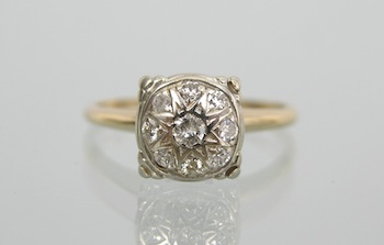 Appraisal: A Vintage Diamond Ring k yellow gold shank and white