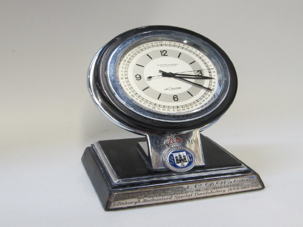 Appraisal: Le Coultre desk clock retailed by Hamilton Inches with presentation