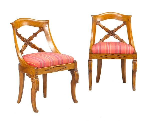 Appraisal: A pair of Biedermeier side chairs first quarter th century