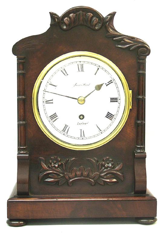 Appraisal: English mahogany single fusee table clock the white dial signed