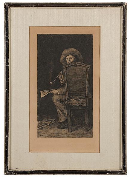 Appraisal: ETCHING OF FRANK DUVENECK AFTER WILLIAM MERRITT CHASE Etching on