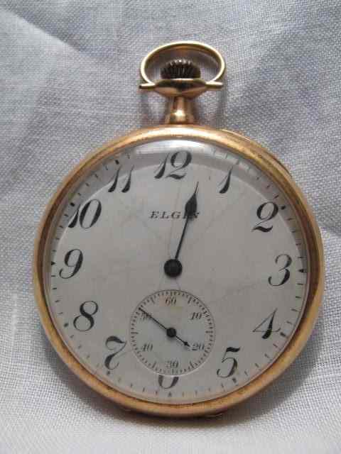 Appraisal: Elgin open face large Arabic numeral dial Elgin National Watch