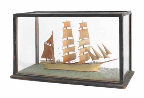 Appraisal: Cased sailing ship model late th early th c case