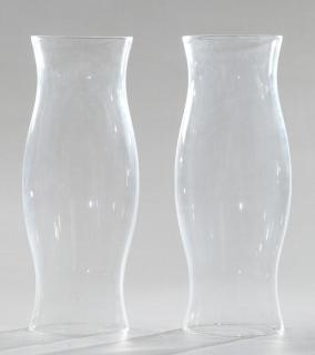 Appraisal: Pair of Blown Glass Hurricane Shades early th c Pair