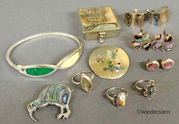 Appraisal: Group of sterling and Mexican silver jewelry and accessories to