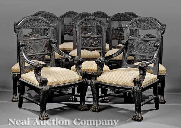 Appraisal: A Set of Twelve American or Continental Renaissance Revival Carved