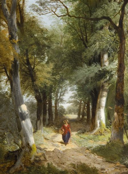 Appraisal: JOHN BERNEY LADBROOKE - GIRL ON A WOODLAND PATH Oil