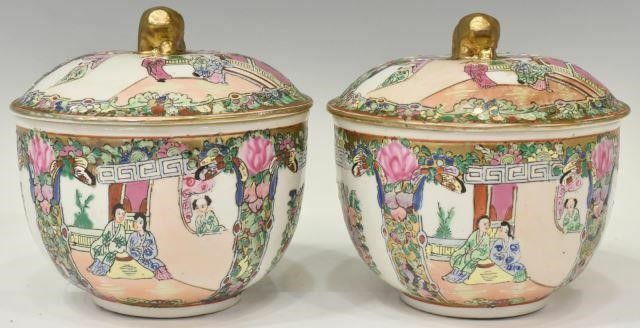 Appraisal: pair Chinese rose medallion porcelain covered bowls each with parcel