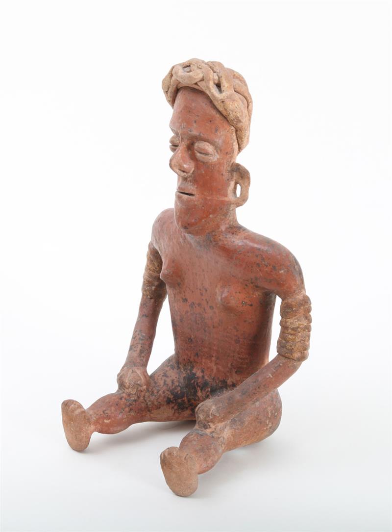 Appraisal: NAYARIT TYPE POTTERY SEATED FIGURE OF A WOMAN x in