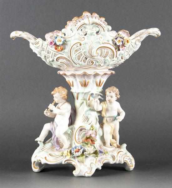 Appraisal: Meissen porcelain figural reticulated basket late th century floral and