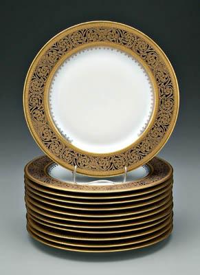 Appraisal: Set of Hutschenreuther plates elaborate gold banded borders in Excellent