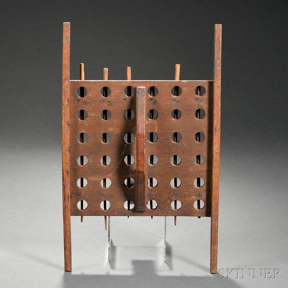 Appraisal: Wooden Candle Drying Rack America th century two rails joining