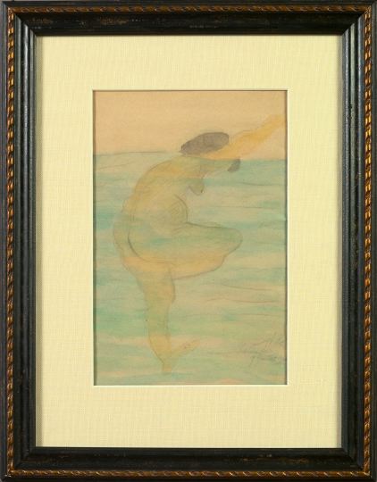 Appraisal: Auguste Rodin French - La Bienfait ca watercolor and pencil