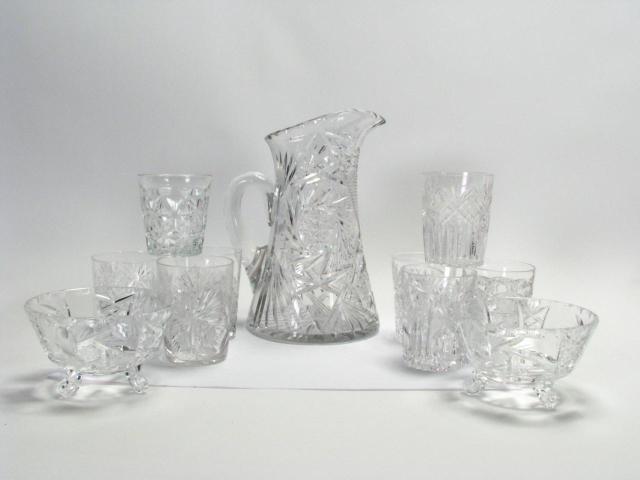 Appraisal: Group of Cut Glass Items including Large Pitcher eight tumblers