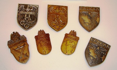 Appraisal: Lot of German metal Campaign shields without backing