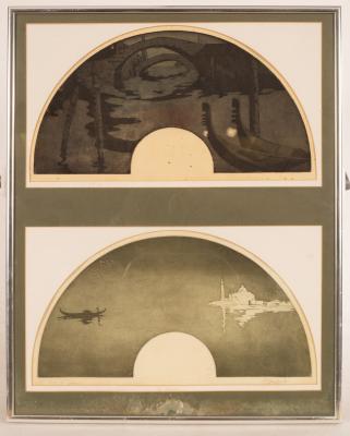 Appraisal: Stella Langdale - The City of Dreams two fan-shaped aquatints