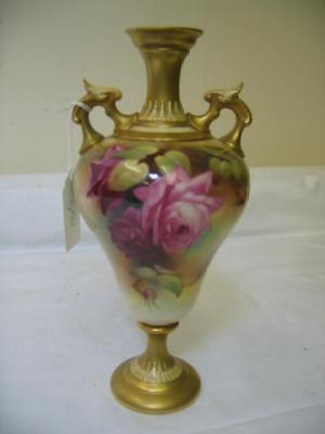 Appraisal: A ROYAL WORCESTER VASE of inverted baluster form with flared