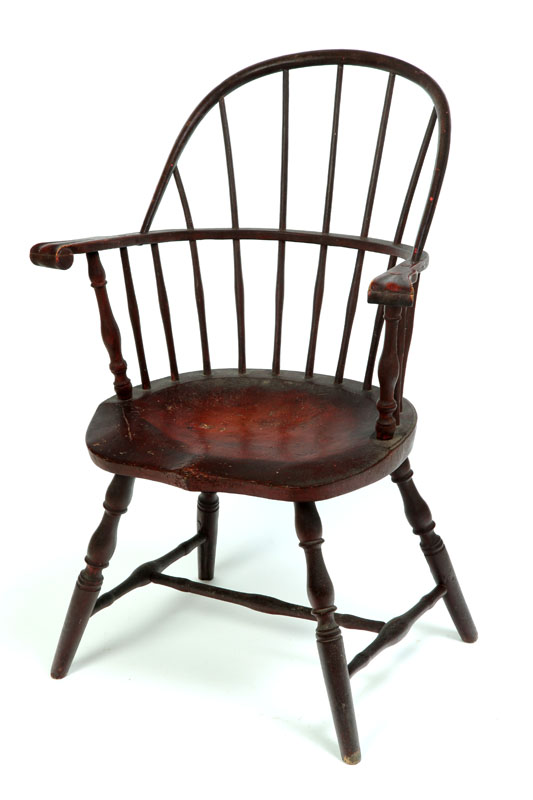 Appraisal: SACK-BACK WINDSOR ARMCHAIR Connecticut - mixed woods including pine Knuckled