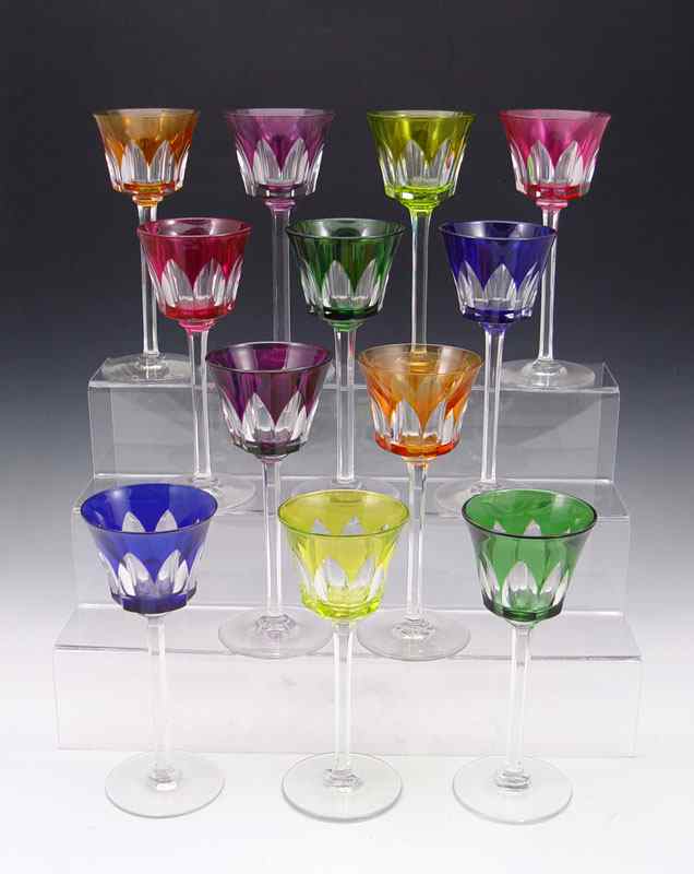 Appraisal: SET OF BACCARAT CUT TO CLEAR WINE STEMS Two of