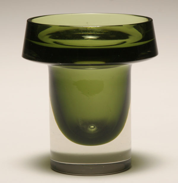 Appraisal: Kaj Franck for Nuutajarvi Notsjo green glass sommerso vase c