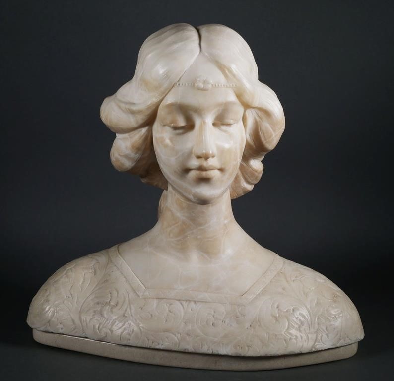 Appraisal: Renaissance style female bust marble sculpture overall measurements x x