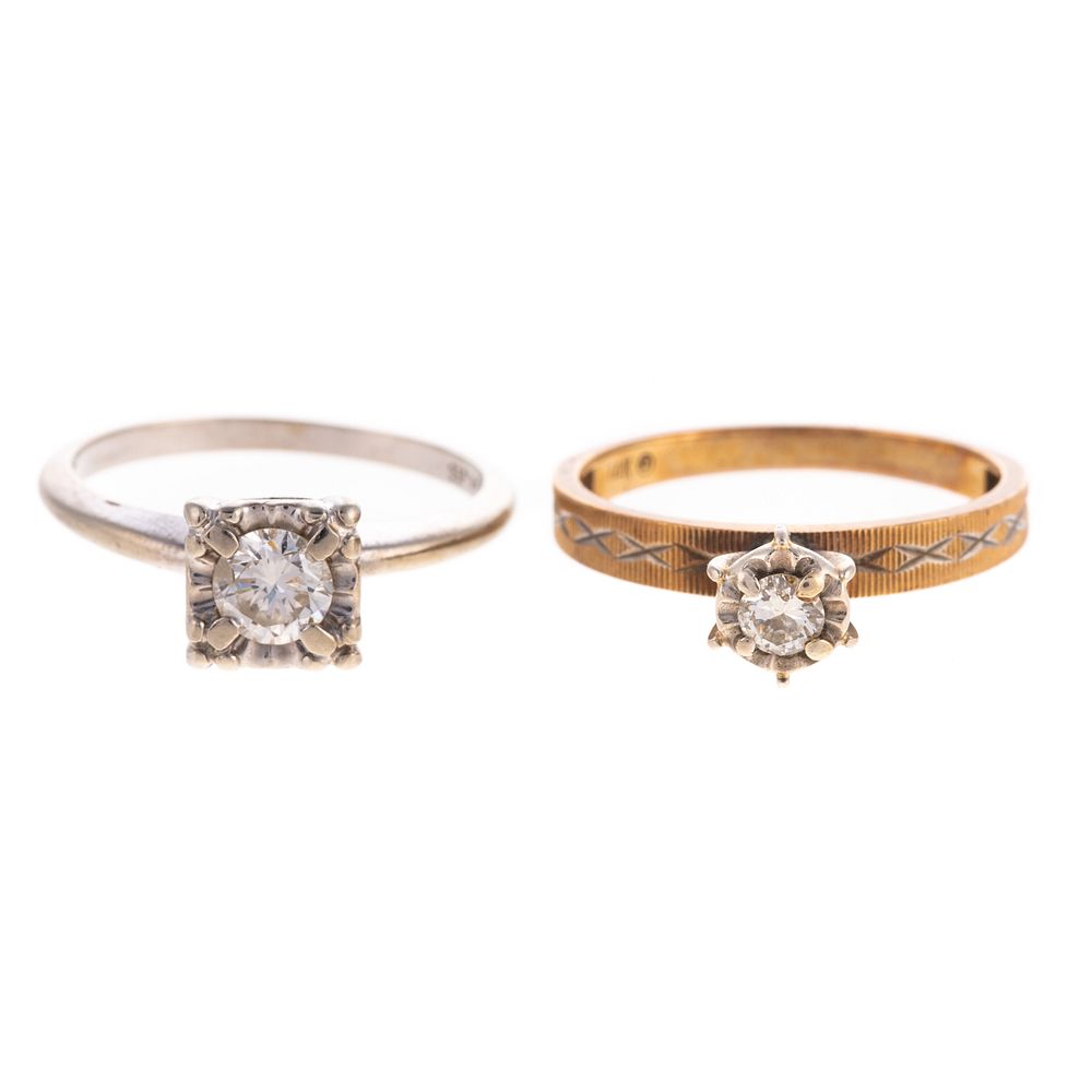 Appraisal: A Pair of Vintage K Gold Diamond Rings K white