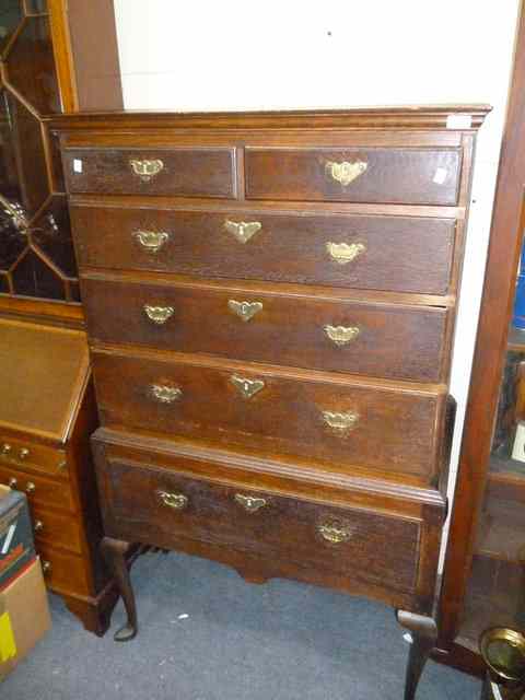 Appraisal: AN TH CENTURY OAK CHEST ON STAND two short and