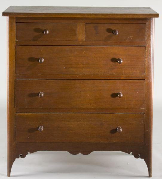 Appraisal: Southern Folk Art Chest of Drawers th century walnut with