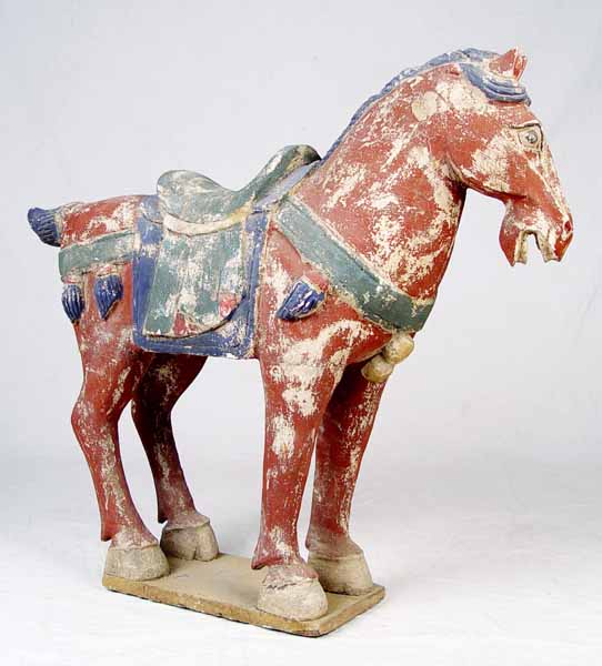 Appraisal: CHINESE CARVED POLYCHROME STATUE OF A HORSE Age unknown measures