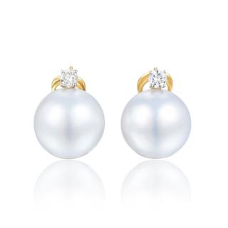 Appraisal: A Pair of Large South Sea Pearl and Diamond Earrings