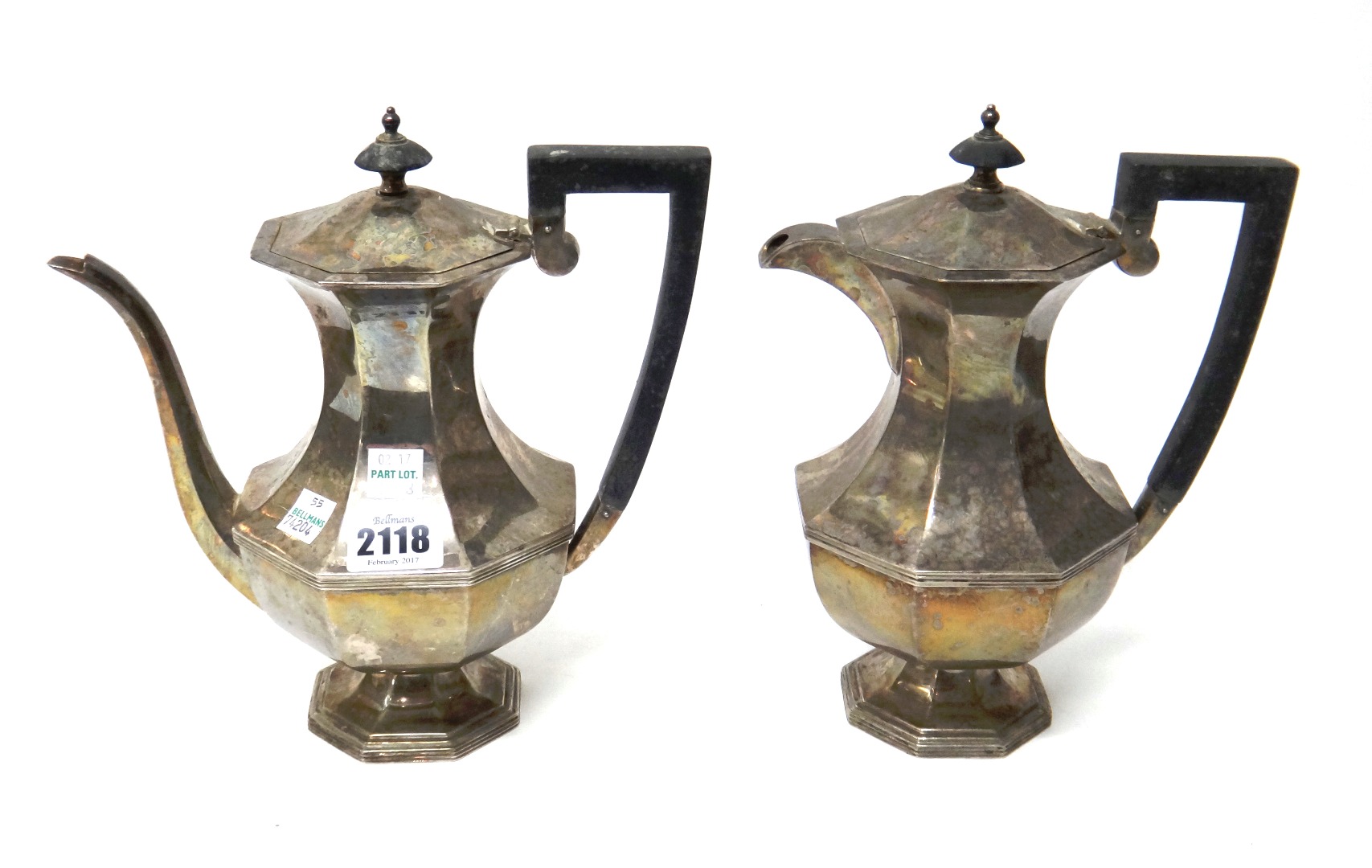 Appraisal: A silver two piece cafe au lait set comprising a