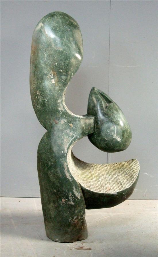 Appraisal: Green marble Inuit carved figural sculpture signed Initialled N H