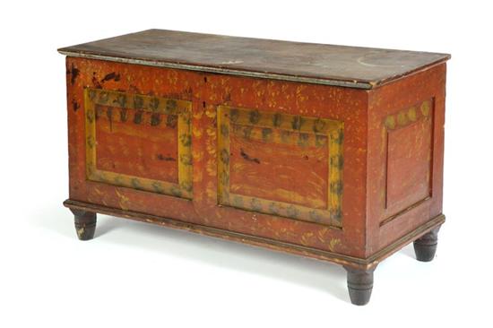 Appraisal: DECORATED BLANKET CHEST Midwestern st half- th century poplar and