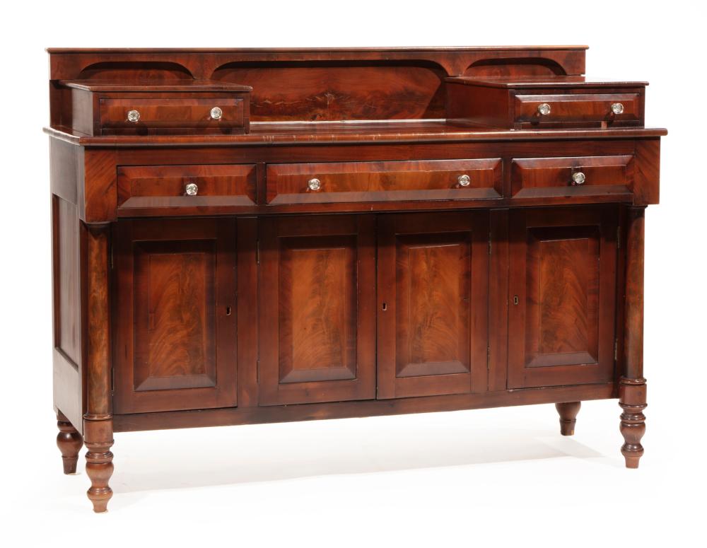 Appraisal: American Classical Mahogany Sideboard c - superstructure with arcaded backsplash