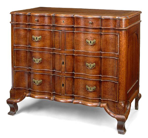 Appraisal: A Northern European Baroque style oak chest of drawerslate th