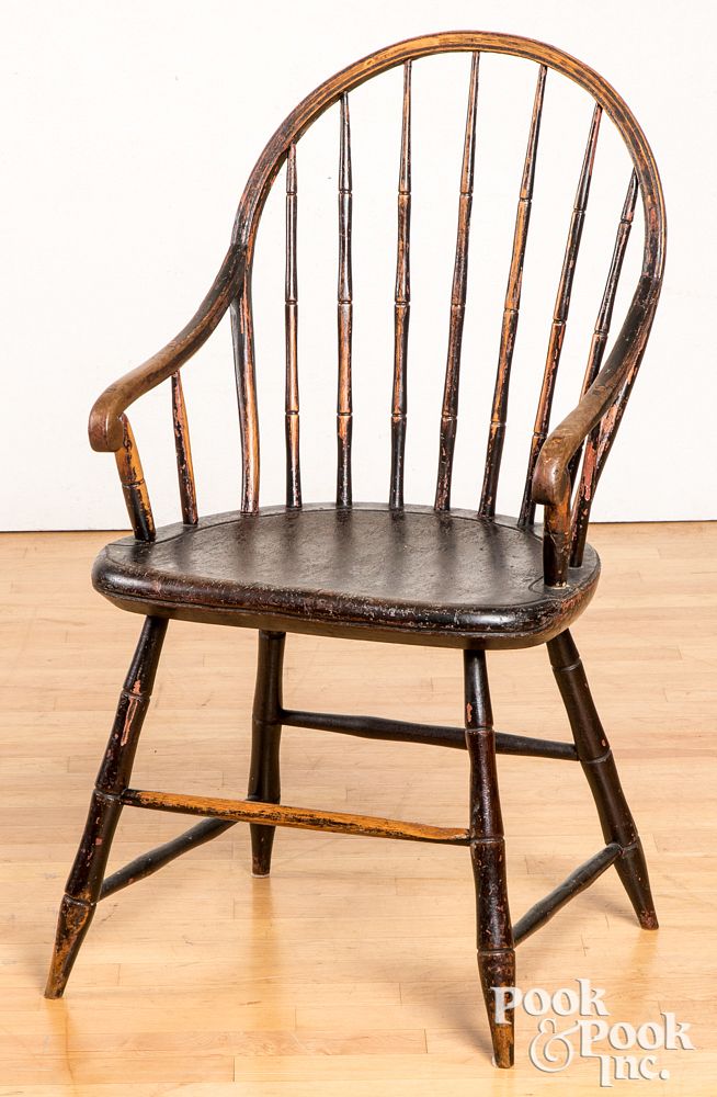 Appraisal: Bowback Windsor armchair ca Bowback Windsor armchair ca retaining an