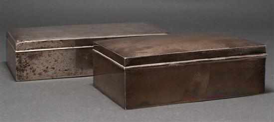 Appraisal: Two American sterling silver cigarette boxes by Tiffany and Poole