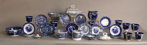 Appraisal: Group of flow blue and blue Staffordshire th c