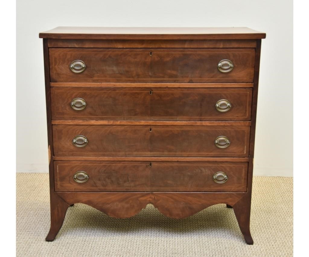 Appraisal: American Hepplewhite mahogany inlaid chest of drawers circa h x