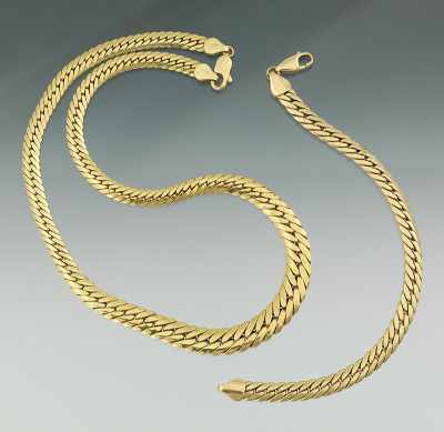 Appraisal: A Ladies' k Gold Curblink Necklace and Bracelet k yellow