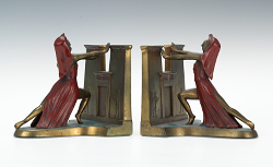 Appraisal: PAIR OF ART DECO RONSON COLD PAINTED BRONZED BOOKENDS x