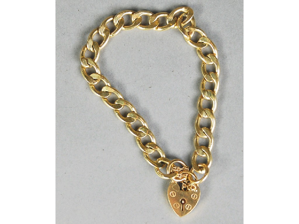 Appraisal: ct GOLD BRACELET with flattened curb pattern links and padlock