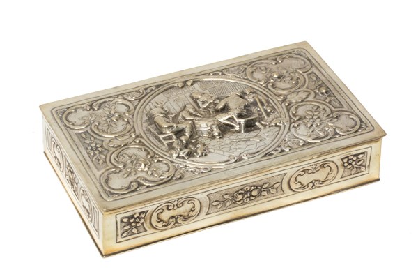 Appraisal: A German rectangular hinge lidded box gilt within the cover