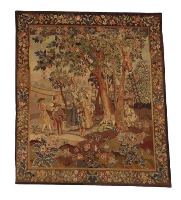 Appraisal: Rococo style woven tapestry Langlois Blois France th c depicting