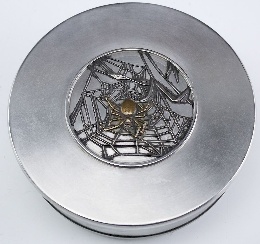 Appraisal: Kohler Mixed Metal Steel Bronze Spider Web Box Kohler mixed