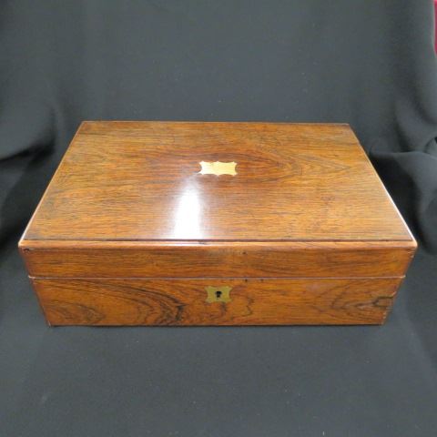 Appraisal: Rosewood th Century Lap Desk brass inlay a nice example