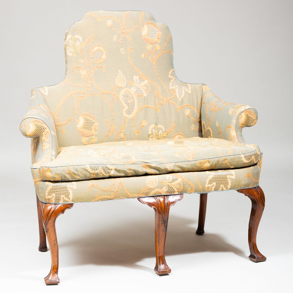 Appraisal: George II Walnut and Needlework Upholstered Settee x x in