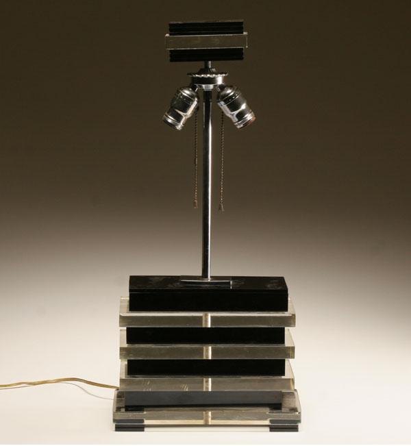 Appraisal: Modern table lamp tiered rectangular lucite forms alternating size and