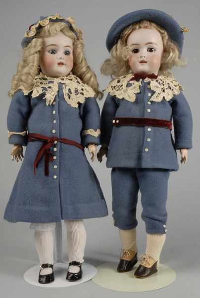 Appraisal: Lot of Sweet German Bisque Handwerck Twin Dolls Description Bisque